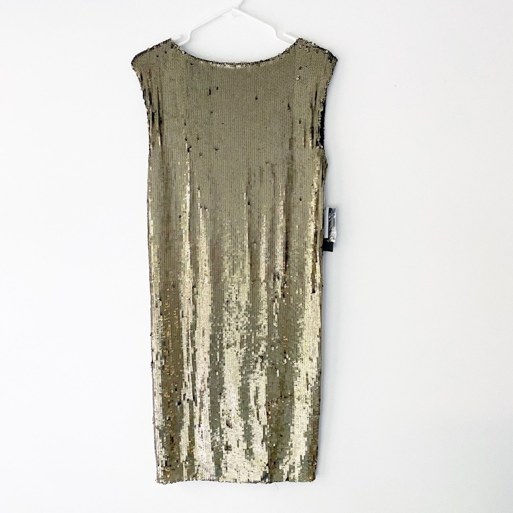 NWT Alice + Olivia Gold Sequin Sleeveless Shift Dress Party Cocktail Y2K Small - Picture 4 of 9